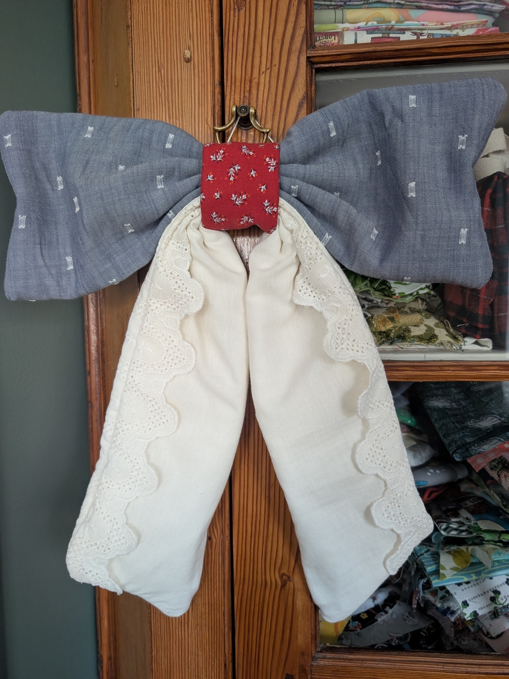 Large Fabric Bow Door Decor Patriotic